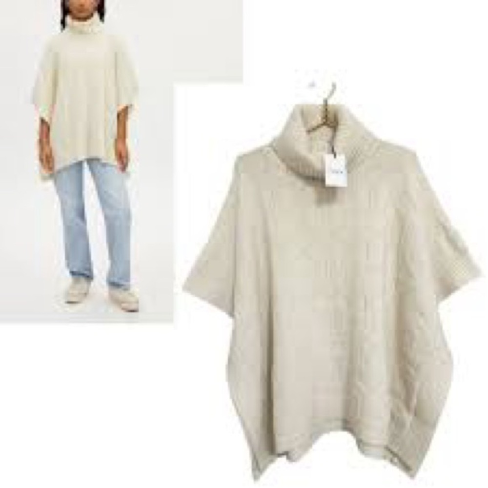 COACH Cozy Beige Turtleneck Poncho-NWT